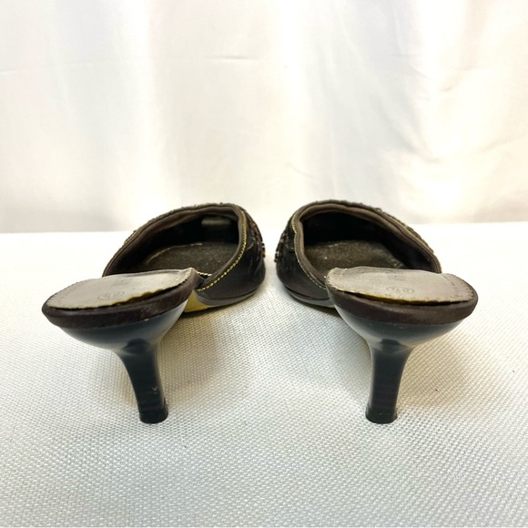 WHITE STAG Bohemian Retro Brown Mules with Bronze & Gold Beaded Embroidery - Picture 10 of 10